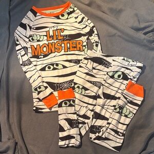 Kids Pajama Set - Black, White, and Orange